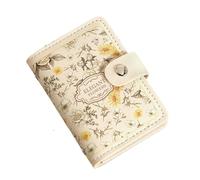Creative 20 Card Pockets PU Leather Mini Wallets RFID Blocking ID Holder Laminated Concealed Pull-Out Business Case(White)