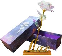 Creative 24k Gold Foil Rose Flower Full Bloom Gifts With Rod,Romantic Gift For You With Box,Handmade And Last Forever Love (Colorful)