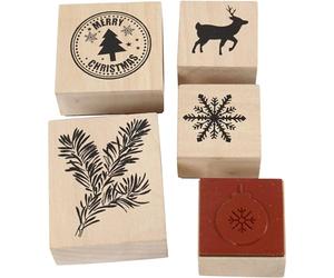 Creative 27573 Lot de 5 tampons en caoutchouc de 26 mm de hauteur Noël