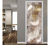 Creative 3D Porte Autocollants Art De La Plume Blanche 100 X 215 Cm (39.37" X 84.64") Autocollants Papier Peint Chambre Porte Autocollants Bricolage Décoration Étanche Affiche Pour Chambre À Coucher