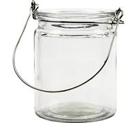 Creative 55840 Bougeoir en métal en verre avec poignée en métal, 8cm x 10cm, transparent, 12 pièces