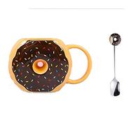 Creative 580 ml Mug en céramique en forme de donut pour café, biscuits, petit-déjeuner, bureau, décoration artisanale, cadeau avec cuillère (café)