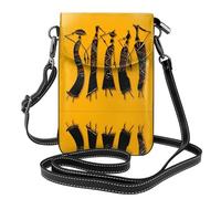 Creative African Culture Pattern Leather Crossbody Flip Phone Bag Women Mini Crossbody Bag, Multifonctionnel Card Holder and Wallet