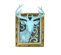 Creative américain réaliste Bois Brun 3D tête de cerf Cadre décor Maison décorations suspendues, Statue d'art Mural (Couleur : Bleu)