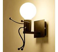 Creative Appliques murales intérieur Humanoïde Lampe Applique Murale Moderne, Conception De Bande Dessinée Applique Murale De Chambre D'enfants,Couloir,Chambre,Bar,Café,Restaurant (noir,unique)