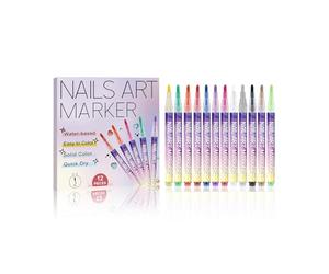 Creative Artistry Showcase: Nail polish paint pens enable abstract and geometric pattern creation, offering a creative expression tool for designing text symbols and layering colors, allowing users to