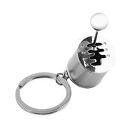 Creative Auto Gear Shifter Model Keychain Keyring Car Part Shaped Metal Alloy Key Rings Functional 6 Speed Shiftable Miniature Gearbox for Car Enthusiasts Drivers Learners Silver (Silver)