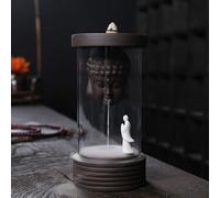 Creative Backflow Incense Burner with Windproof Cover for Yoga Room and Relaxation,Home Furnishings Zen Gift Ornaments (Tathagata)