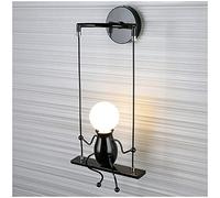 Créative Balançoire Enfants Applique Murale, Interieur Lampe de Chevet Moderne Lampe de Mur Art Déco Max 60W E27 pour Chambre, Salon, Restaurant, Cuisine, Couloir, Escalier,Noir