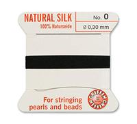 Creative-Beads - Fil de perles - Fil de soie perlée à enfiler - 2 m de long - Avec extrémités flexibles - Épaisseur : 0,30 mm - Noir