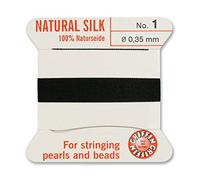 Creative-Beads - Fil de perles - Fil de soie perlée à enfiler - 2 m de long - Avec extrémités flexibles - Épaisseur : 0,35 mm - Noir