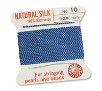 Creative-Beads Fil de perles - Fil de soie perlée à enfiler - Longueur : 2 m - Avec extrémités flexibles - Épaisseur : 0,90 mm - Bleu clair