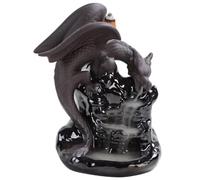 Creative Black Dragon Incense Burner Waterfall lwood Indoor Smoke Aromatherapy Holder Ornament for Yoga Room Office Living Room (A) (B)