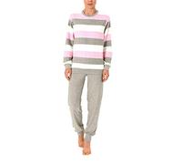 Creative by Normann Pyjama long en tissu éponge pour femme avec poignets dans un superbe aspect rayé - 62054, Rose, 38