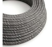creative cables Câble Vertigo Rond avec Tissage en Coton Gris et Blanc ERC37-1 Mètre, 2x0.75