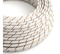 creative cables Câble Vertigo Rond HD avec Tissage Classique Blanc et Brun ERM43-20 Mètres, 2x0.75