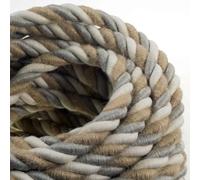 Creative-Cables Cordon 2XL Ø24 mm 3x0.75 mm² (20 m, Pays CLS06) - Tressé, jute, coton lin - Spirale visible, double isolation - Idéal pour la maxi-suspension - Sûr et fabriqué en Italie