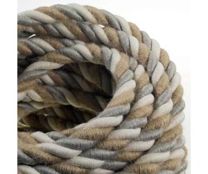 Creative-Cables Cordon 2XL Ø24 mm 3x0.75 mm² (20 m, Pays CLS06) - Tressé, jute, coton lin - Spirale visible, double isolation - Idéal pour la maxi-suspension - Sûr et fabriqué en Italie