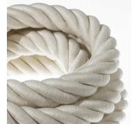 Creative-Cables Cordon 3XL Ø30 mm 3x0,75 mm² (20 m, blanc) - Tressé, coton - Spirale visible, double isolation - Idéal pour les maxi-suspensions - Sécurité certifiée, Made in Italy