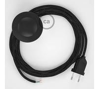 creative cables Cordon pour lampadaire, câble RL04 Effet Soie Paillettes Noir 3 m. Choisissez la Couleur de la fiche et de l'interrupteur! - Noir