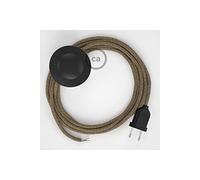 creative cables Cordon pour lampadaire, câble RS82 Coton et Lin Naturel Marron 3 m. Choisissez la Couleur de la fiche et de l'interrupteur! - Noir