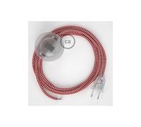 creative cables Cordon pour lampadaire, câble RZ09 Effet Soie Zigzag Blanc-Rouge 3 m. Choisissez la Couleur de la fiche et de l'interrupteur! - Transparent
