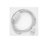 creative cables Cordon pour Lampe, câble RC01 Coton Blanc 1,80 m. Choisissez la Couleur de la fiche et de l'interrupteur! - Blanc