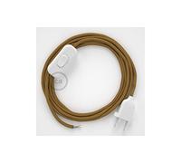 creative cables Cordon pour Lampe, câble RC31 Coton Miel Doré 1,80 m. Choisissez la Couleur de la fiche et de l'interrupteur! - Blanc