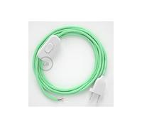 creative cables Cordon pour Lampe, câble RC34 Coton Lait Menthe 1,80 m. Choisissez la Couleur de la fiche et de l'interrupteur! - Blanc