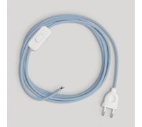 creative cables Cordon pour Lampe, câble RD75 Zigzag Bleu Steward 1,80 m. Choisissez la Couleur de la fiche et de l'interrupteur! - Blanc