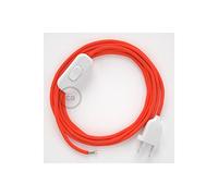 creative cables Cordon pour Lampe, câble RF15 Effet Soie Orange Fluo 1,80 m. Choisissez la Couleur de la fiche et de l'interrupteur! - Blanc