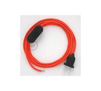 creative cables Cordon pour Lampe, câble RF15 Effet Soie Orange Fluo 1,80 m. Choisissez la Couleur de la fiche et de l'interrupteur! - Noir