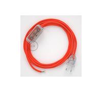 creative cables Cordon pour Lampe, câble RF15 Effet Soie Orange Fluo 1,80 m. Choisissez la Couleur de la fiche et de l'interrupteur! - Transparent