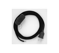 creative cables Cordon pour Lampe, câble RM04 Effet Soie Noir 1,80 m. Choisissez la Couleur de la fiche et de l'interrupteur! - Noir