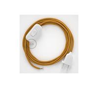 creative cables Cordon pour Lampe, câble RM05 Effet Soie Doré 1,80 m. Choisissez la Couleur de la fiche et de l'interrupteur! - Blanc
