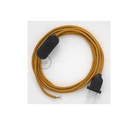 creative cables Cordon pour Lampe, câble RM05 Effet Soie Doré 1,80 m. Choisissez la Couleur de la fiche et de l'interrupteur! - Noir