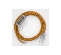 creative cables Cordon pour Lampe, câble RM05 Effet Soie Doré 1,80 m. Choisissez la Couleur de la fiche et de l'interrupteur! - Transparent