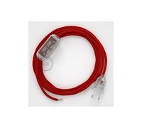 creative cables Cordon pour Lampe, câble RM09 Effet Soie Rouge 1,80 m. Choisissez la Couleur de la fiche et de l'interrupteur! - Transparent