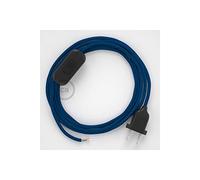 creative cables Cordon pour Lampe, câble RM12 Effet Soie Bleu 1,80 m. Choisissez la Couleur de la fiche et de l'interrupteur! - Noir