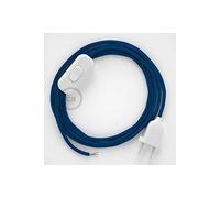 creative cables Cordon pour Lampe, câble RM12 Effet Soie Bleu 1,80 m. Choisissez la Couleur de la fiche et de l'interrupteur! - Blanc