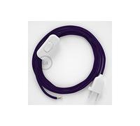 creative cables Cordon pour Lampe, câble RM14 Effet Soie Violet 1,80 m. Choisissez la Couleur de la fiche et de l'interrupteur! - Blanc