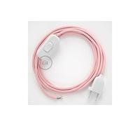 creative cables Cordon pour Lampe, câble RM16 Effet Soie Rose Baby 1,80 m. Choisissez la Couleur de la fiche et de l'interrupteur! - Blanc