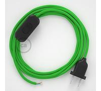 creative cables Cordon pour Lampe, câble RM18 Effet Soie Vert Lime 1,80 m. Choisissez la Couleur de la fiche et de l'interrupteur! - Noir
