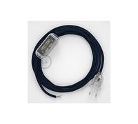 creative cables Cordon pour Lampe, câble RM20 Effet Soie Bleu Foncé 1,80 m. Choisissez la Couleur de la fiche et de l'interrupteur! - Transparent