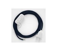 creative cables Cordon pour Lampe, câble RM20 Effet Soie Bleu Foncé 1,80 m. Choisissez la Couleur de la fiche et de l'interrupteur! - Blanc