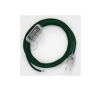 creative cables Cordon pour Lampe, câble RM21 Effet Soie Vert Foncé 1,80 m. Choisissez la Couleur de la fiche et de l'interrupteur! - Transparent