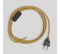 creative cables Cordon pour Lampe, câble RM25 Effet Soie Moutarde 1,80 m. Choisissez la Couleur de la fiche et de l'interrupteur! - Noir