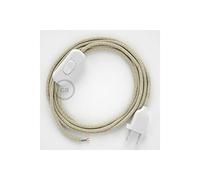 creative cables Cordon pour Lampe, câble RN01 Lin Naturel Neutre 1,80 m. Choisissez la Couleur de la fiche et de l'interrupteur! - Blanc