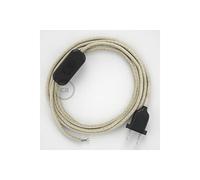 creative cables Cordon pour Lampe, câble RN01 Lin Naturel Neutre 1,80 m. Choisissez la Couleur de la fiche et de l'interrupteur! - Noir