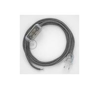 creative cables Cordon pour Lampe, câble RN02 Lin Naturel Gris 1,80 m. Choisissez la Couleur de la fiche et de l'interrupteur! - Transparent